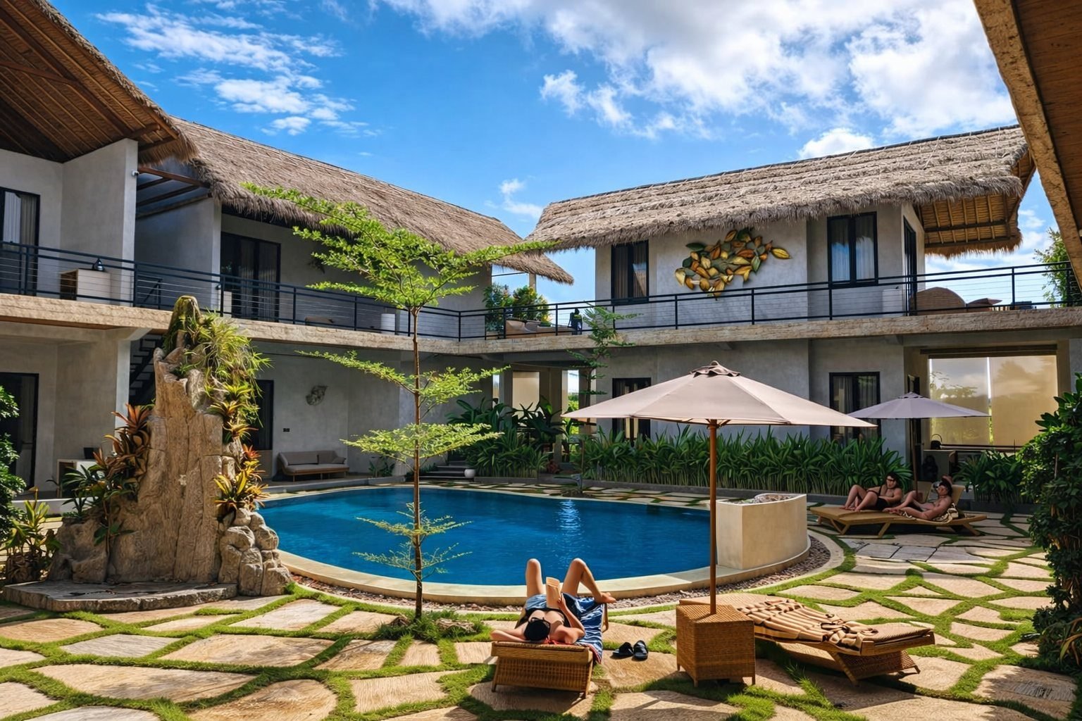 Pool and tropical garden at Bella Vida Resort, Uluwatu